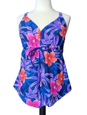 New Ocean Dream Signature Floral Babydoll Tankini Size 18W
